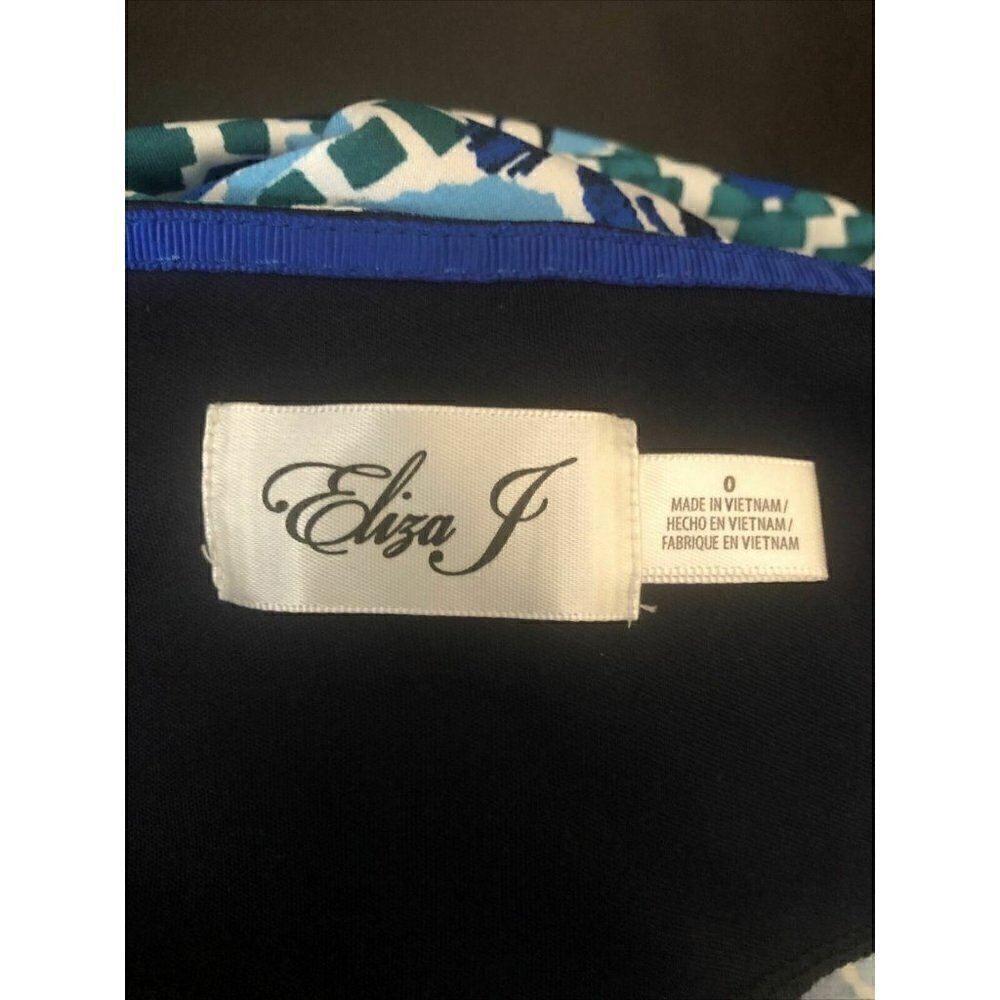 Eliza J Blue Abstract Print Shift Dress Size 0 Lined Knit Dress - Picture 11 of 12